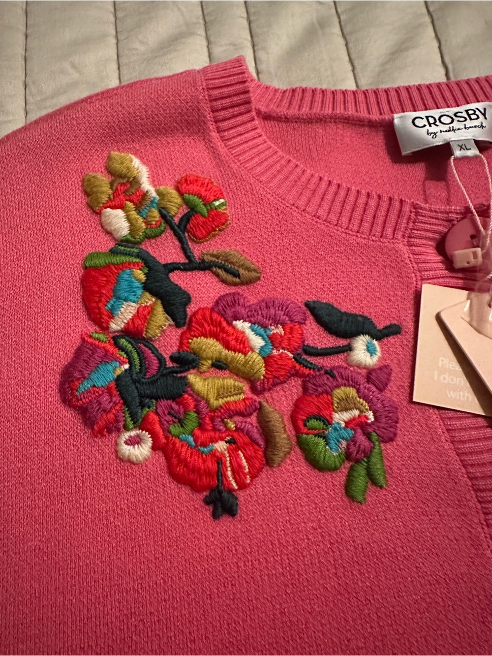 CROSBY by Mollie Burch Floral Embroidered Neckline Button cardigan - Picture 9 of 16